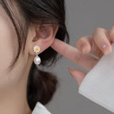925 Silver Pearl Flower Stud Earrings for Women Fine Jewelry