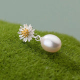 925 Silver Pearl Flower Stud Earrings for Women Fine Jewelry