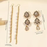 Boho Water Drop Long Earrings Indian Headdress Crystal Pearl Tassel Jewelry