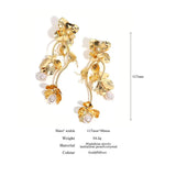 Big Metal Flower Drop Earrings for Women Statement Wedding Party