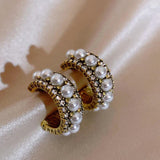 Retro Hoop Earrings Vintage Pearl Stud Earrings Party Jewelry