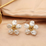 Baroque Pearl Flower Stud Earrings Jewelry