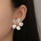 Baroque Pearl Flower Stud Earrings Jewelry