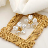 Baroque Pearl Flower Stud Earrings Jewelry