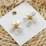 Baroque Pearl Flower Stud Earrings Jewelry