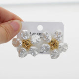 Baroque Pearl Flower Stud Earrings Jewelry