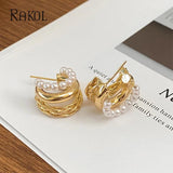 Pearl Metal Braided Earrings Women's Party Accessories