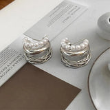 Pearl Metal Braided Earrings Women's Party Accessories