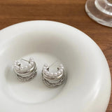 Pearl Metal Braided Earrings Women's Party Accessories