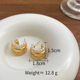 Pearl Metal Braided Earrings Women's Party Accessories
