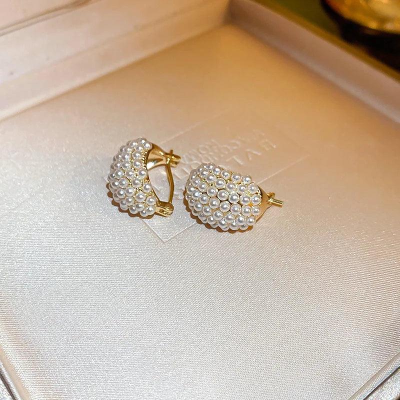 Classic Pearl Stud Earrings for Women U-shaped Ear Buckle Jewelry