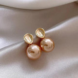 French Gray Pearl Beads Stud Earrings for Women