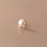 925 Silver Pearl Twist Flower Stud Earrings