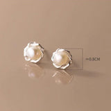 925 Silver Pearl Twist Flower Stud Earrings