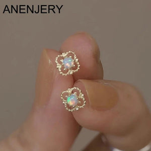 Zircon Heart Stud Earring Flower Pearl Girl Party Jewelry