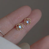 Zircon Heart Stud Earring Flower Pearl Girl Party Jewelry