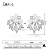 Marquise Zircon Stud Earrings AAA CZ Pearl Jewelry