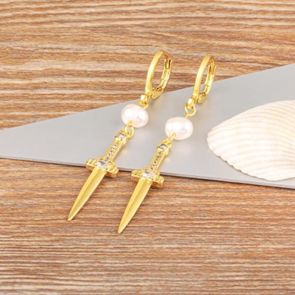 Nidin Pearl Moon Sweet Charms Drop Earrings for Women Wedding Party