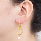 Nidin Pearl Moon Sweet Charms Drop Earrings for Women Wedding Party