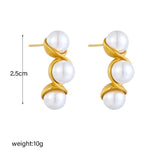 316L Stainless Steel Pearl Peanut C-Shape Stud Earrings For Women Girl