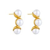 316L Stainless Steel Pearl Peanut C-Shape Stud Earrings For Women Girl