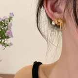 Metal Pearl Earrings European American Style Personality Stud Earrings