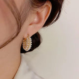 Korean Style Geometric Pearl Stud Earrings for Women