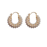 Korean Style Geometric Pearl Stud Earrings for Women