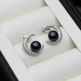 Moon Stud Earrings For Women, Bohemian Freshwater Pearl Earrings