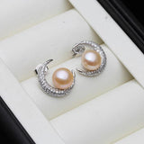 Moon Stud Earrings For Women, Bohemian Freshwater Pearl Earrings