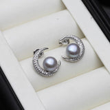 Moon Stud Earrings For Women, Bohemian Freshwater Pearl Earrings