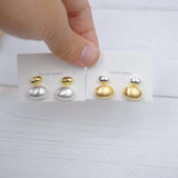 Geometric Round Pleated Pearl Dangle Earrings For Women