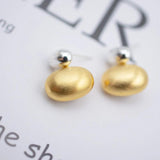 Geometric Round Pleated Pearl Dangle Earrings For Women