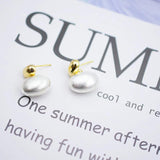 Geometric Round Pleated Pearl Dangle Earrings For Women