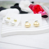 Geometric Round Pleated Pearl Dangle Earrings For Women