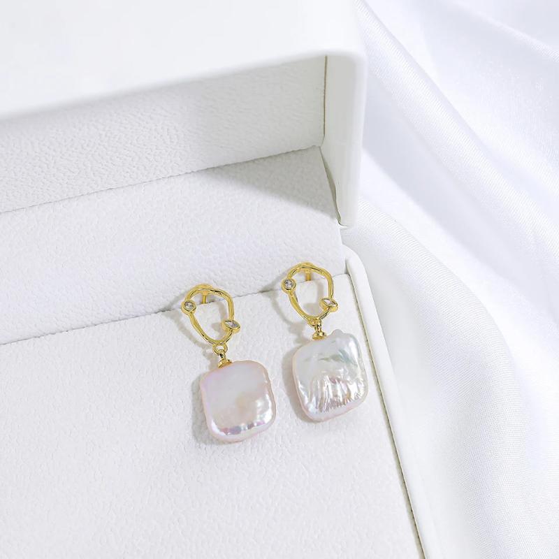 Baroque Freshwater Pearl Stud Earrings for Women Elegant Jewelry Gift