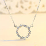 925 Silver Zircon Circle Earrings Necklace Set for Women Wedding Jewelry