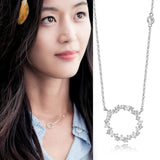 925 Silver Zircon Circle Earrings Necklace Set for Women Wedding Jewelry