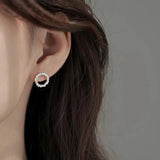 925 Silver Zircon Circle Earrings Necklace Set for Women Wedding Jewelry