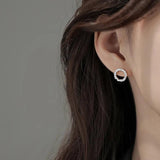 925 Silver Zircon Circle Earrings Necklace Set for Women Wedding Jewelry