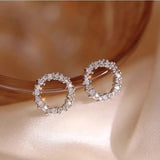 925 Silver Zircon Circle Earrings Necklace Set for Women Wedding Jewelry