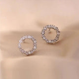 925 Silver Zircon Circle Earrings Necklace Set for Women Wedding Jewelry