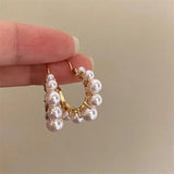 French Niche Metal Pearl Earrings Ear Hoop Cold Harbor Wind