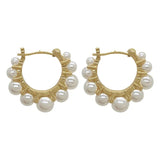 French Niche Metal Pearl Earrings Ear Hoop Cold Harbor Wind
