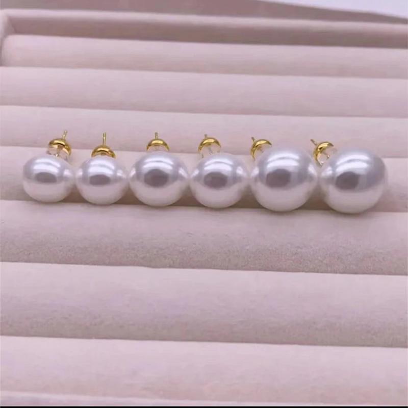 Kshmir 12/14/16MM Pearl Earrings for Women Vintage Jewelry