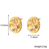 Geometric Pearl Stud Earrings Stainless Steel Jewelry