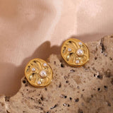 Geometric Pearl Stud Earrings Stainless Steel Jewelry
