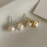Bilandi 925 Silver Metal Pearl Stud Earrings for Women Gift