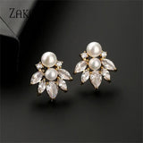 Green Zircon Leaf Stud Earrings for Women Girls Party Jewelry