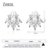 Green Zircon Leaf Stud Earrings for Women Girls Party Jewelry